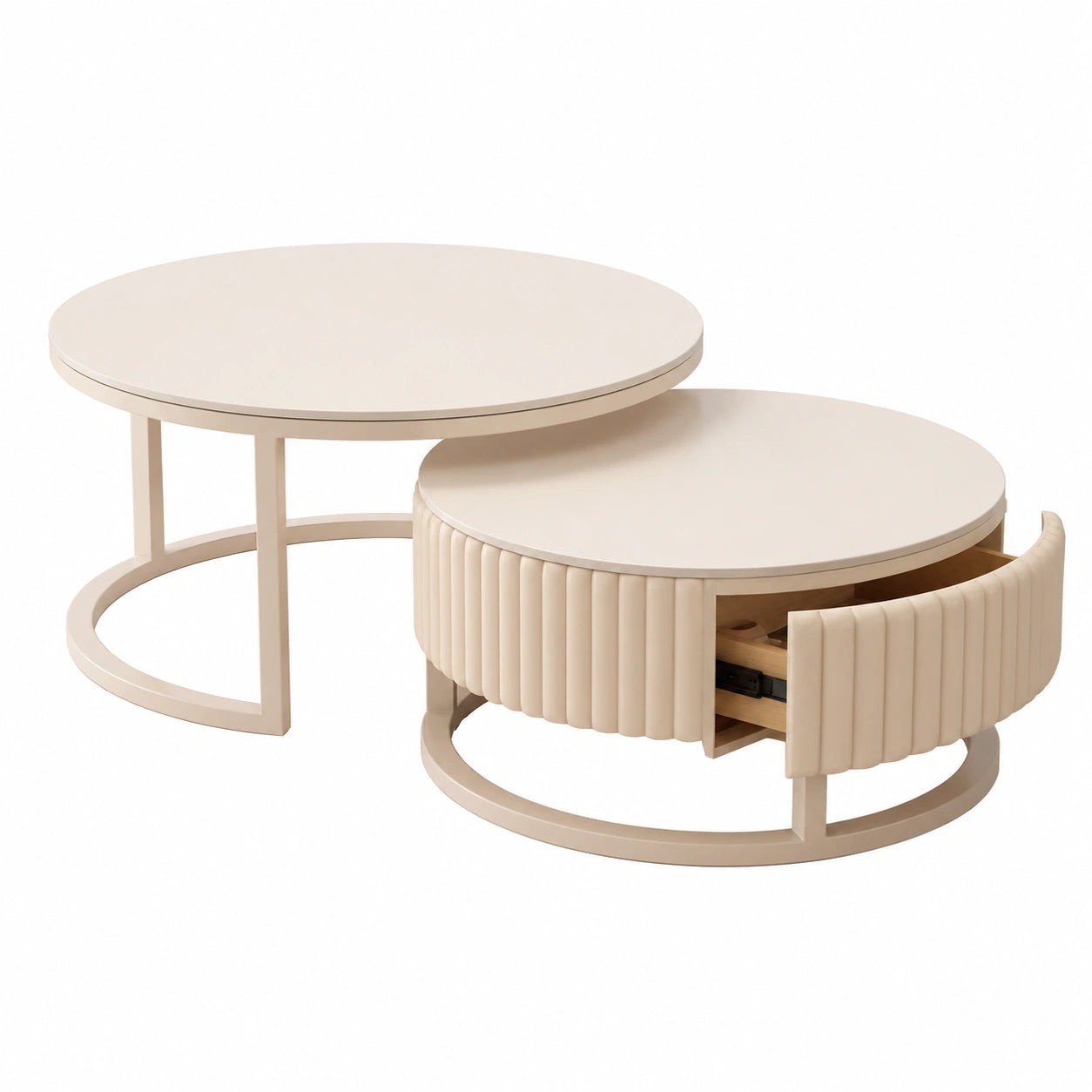 Couchtisch – 2er-Set, 70 cm, runde Form, für Wohnzimmer, Büro und Balkon