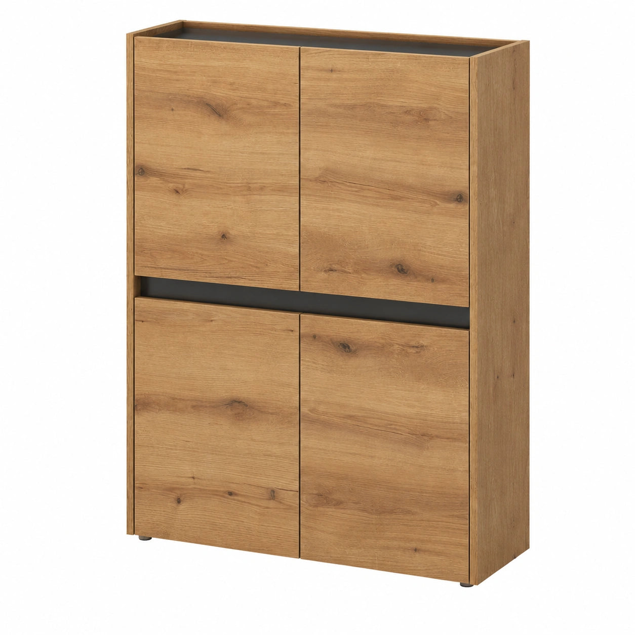 Schrank – 122 cm, mit mehreren Türen, aus Eichenholz, Anthrazit, für Esszimmer und Wohnzimmer