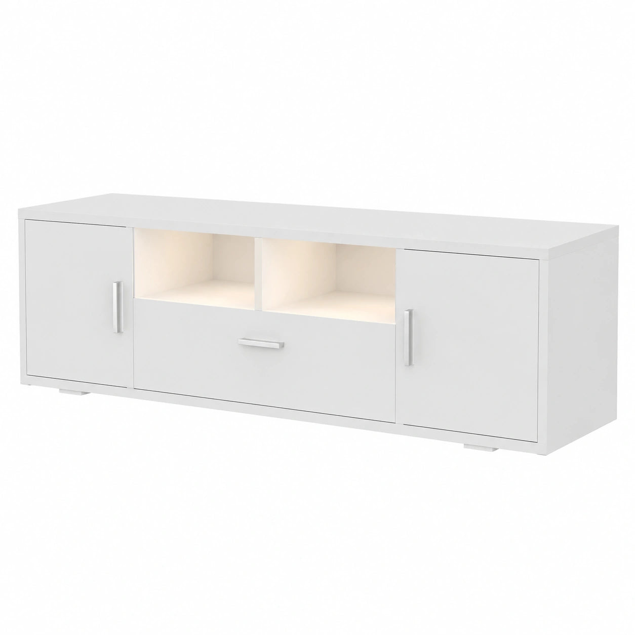 TV-Schrank – 160 × 35 × 40 cm, mit Stauraum, mit LED-Beleuchtung, für Wohnzimmer und Schlafzimmer