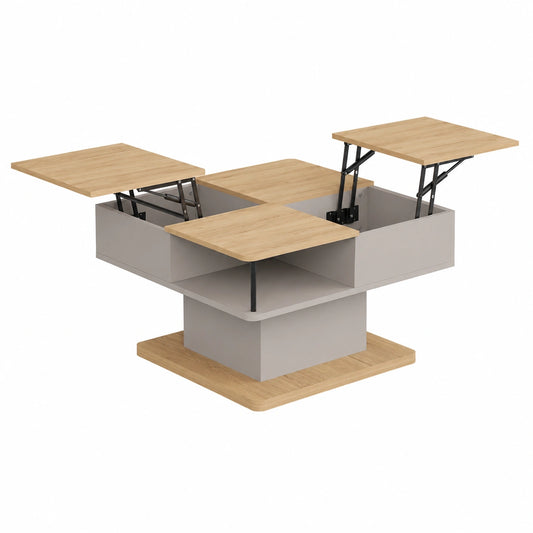 Couchtisch – 80 × 45 cm, mit Ablagen, Beige