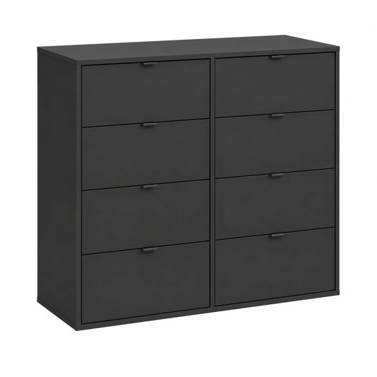 Kommode – 110 × 95 × 40 cm, mit Schubladen, aus Holz, Anthrazit und Schwarz, für Schlafzimmer, Kinderzimmer und Flur