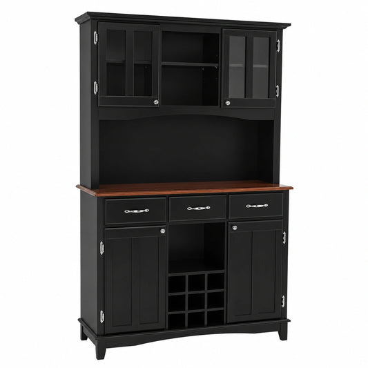 Küchenschrank – 112 × 43 × 184,5 cm, mit Schubladen, Schwarz