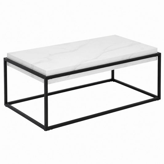 Couchtisch – 10 cm, Marmoroptik und Schwarz