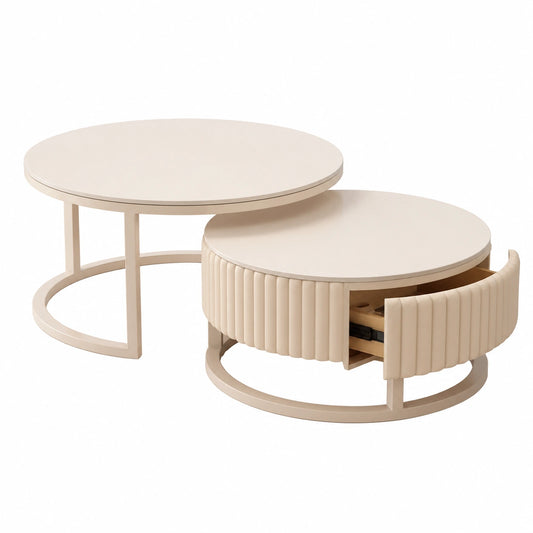 Couchtisch – 2er-Set, 70 cm, runde Form, für Wohnzimmer, Büro und Balkon