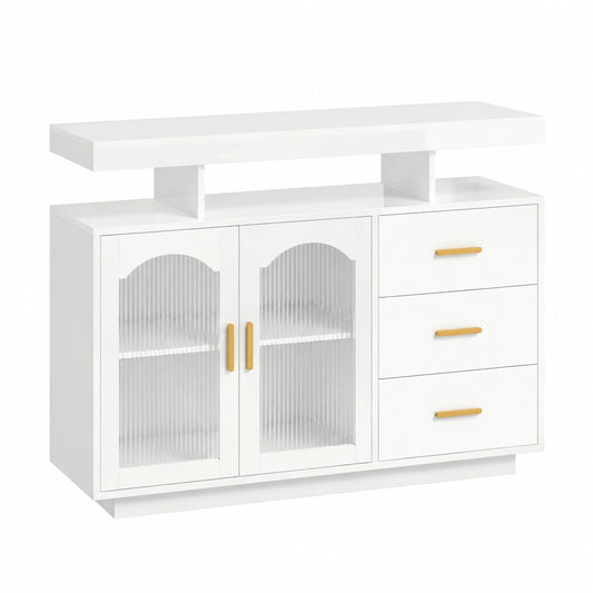 Küchenschrank – 100 × 35 × 80 cm, mit LED-Beleuchtung, mit Schubladen, für Esszimmer und Küche