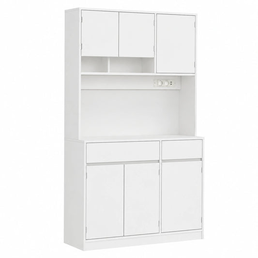 Küchenschrank – 40 × 100 × 180 cm, mit LED-Beleuchtung, mit Schubladen, mit Ablagen, für Küche