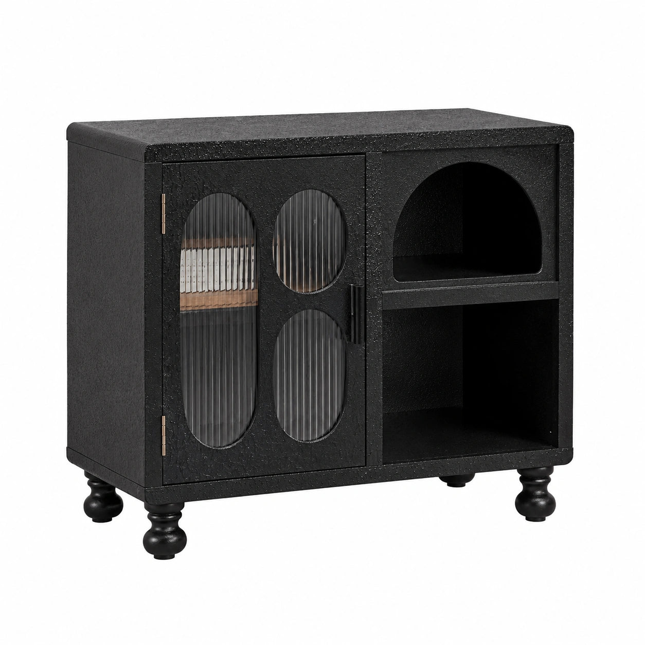 Sideboard – 80 × 34,5 × 67,5 cm, aus Holz, Schwarz, für Wohnzimmer und Flur